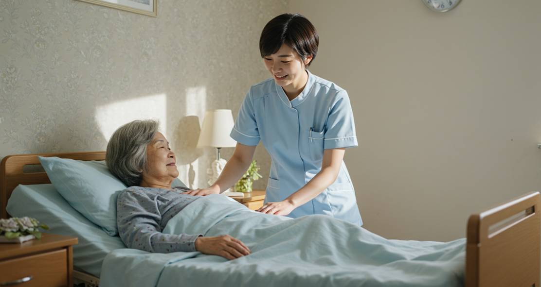 2025년 좋은 요양병원 선택 기준, 친절한 간병인이 입원한 어르신을 돌보는 모습