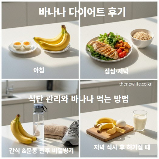 바나나 다이어트 식단 &ndash; 아침, 점심&middot;저녁, 운동 전후, 저녁 간식 활용 방법