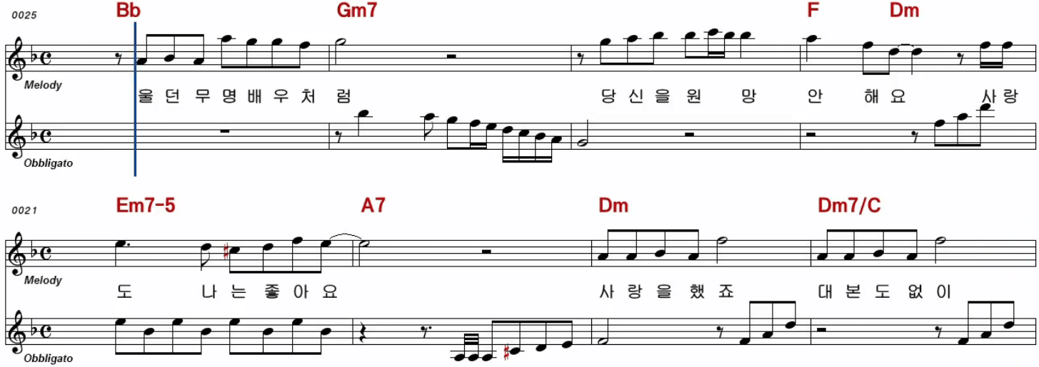 송가인 무명배우 악보