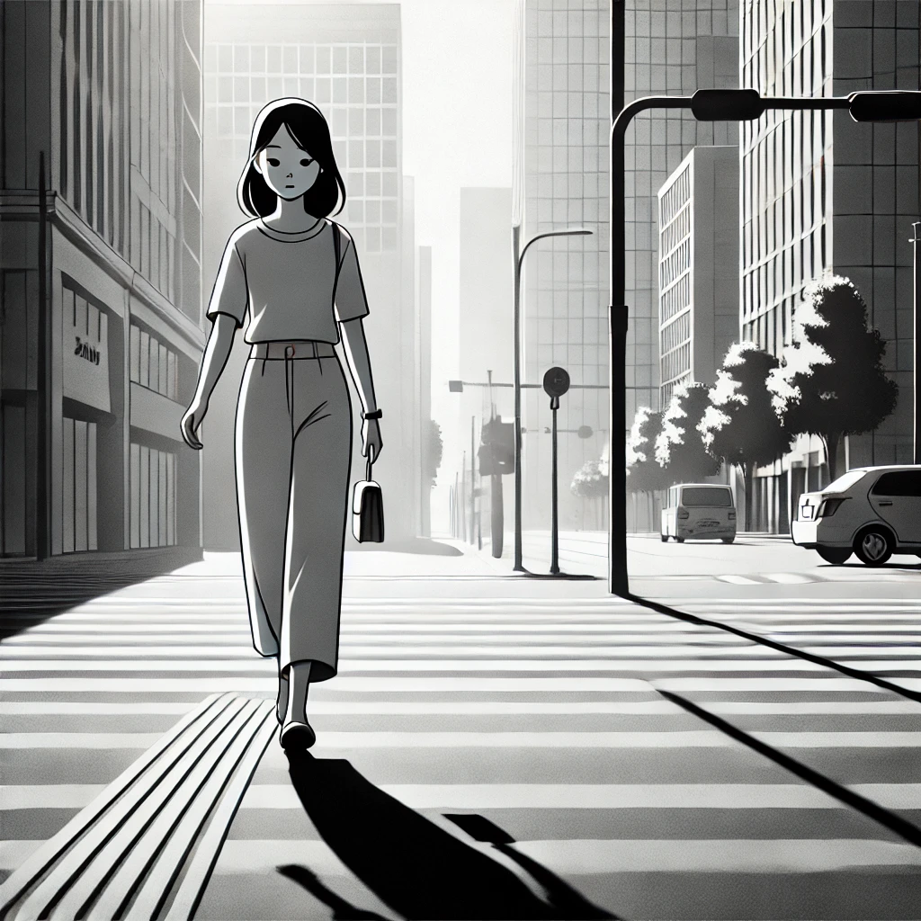 도시 여성 횡단보도 당당한걸음