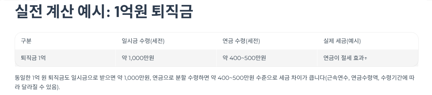 2025 퇴직소득세 절세전략 - 일시금 vs 연금 수령 시 세금 차이