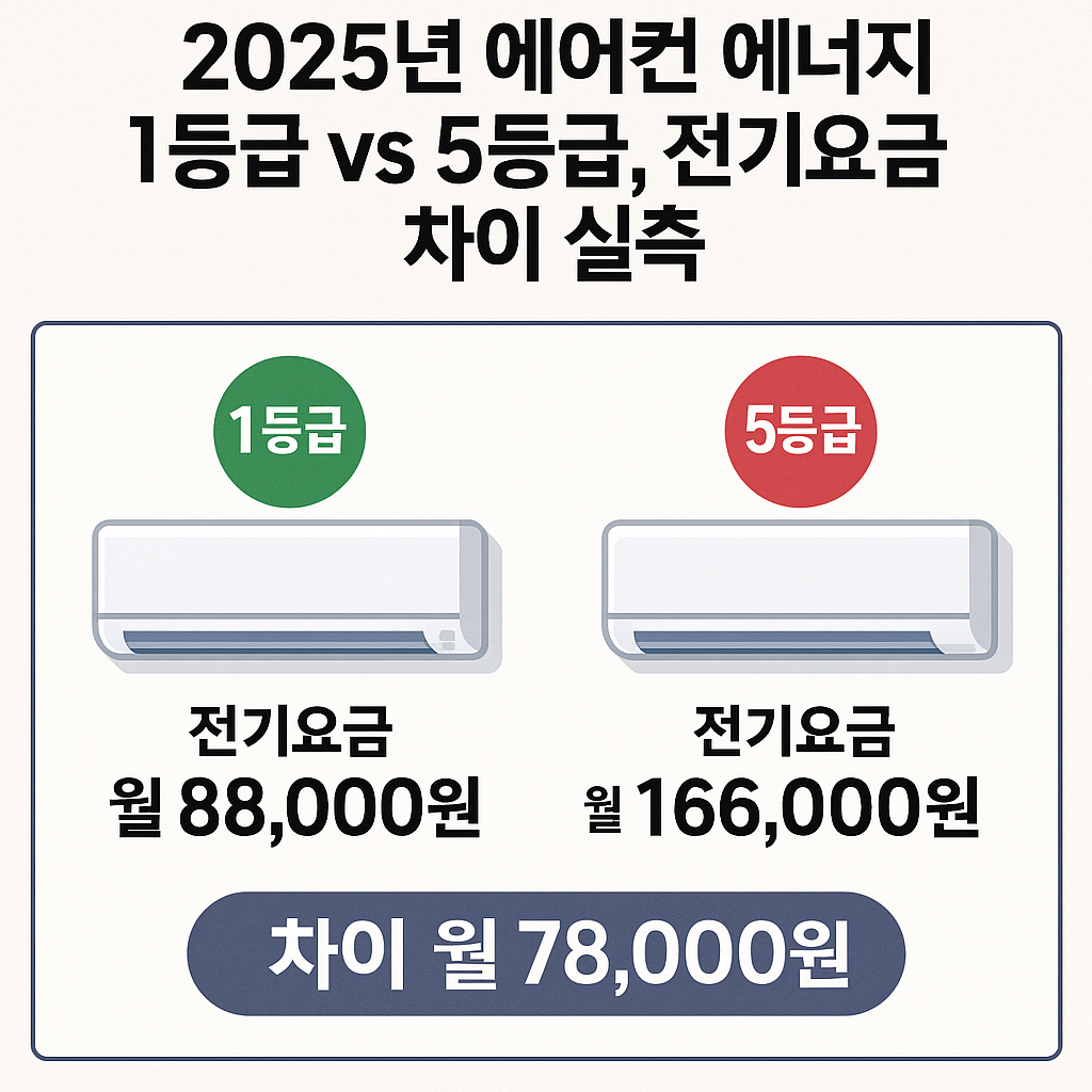 2025년 에어컨 에너지효율 1등급 vs 5등급, 전기요금 차이