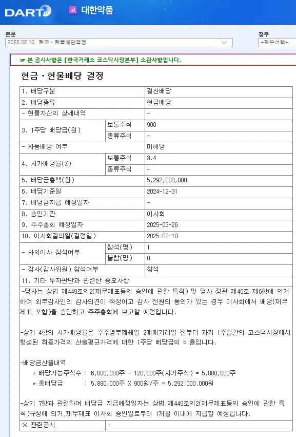 대한약품(023910) 2025년 배당락일
