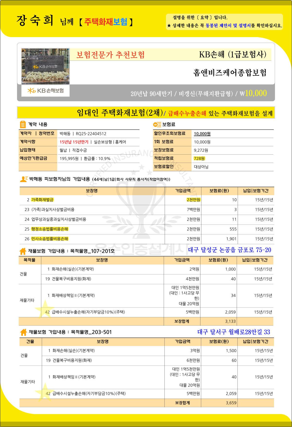 임대인주택화재보험추천