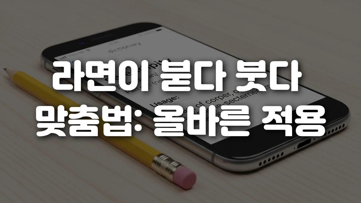 라면이 붇다 붓다 맞춤법 올바른 적용