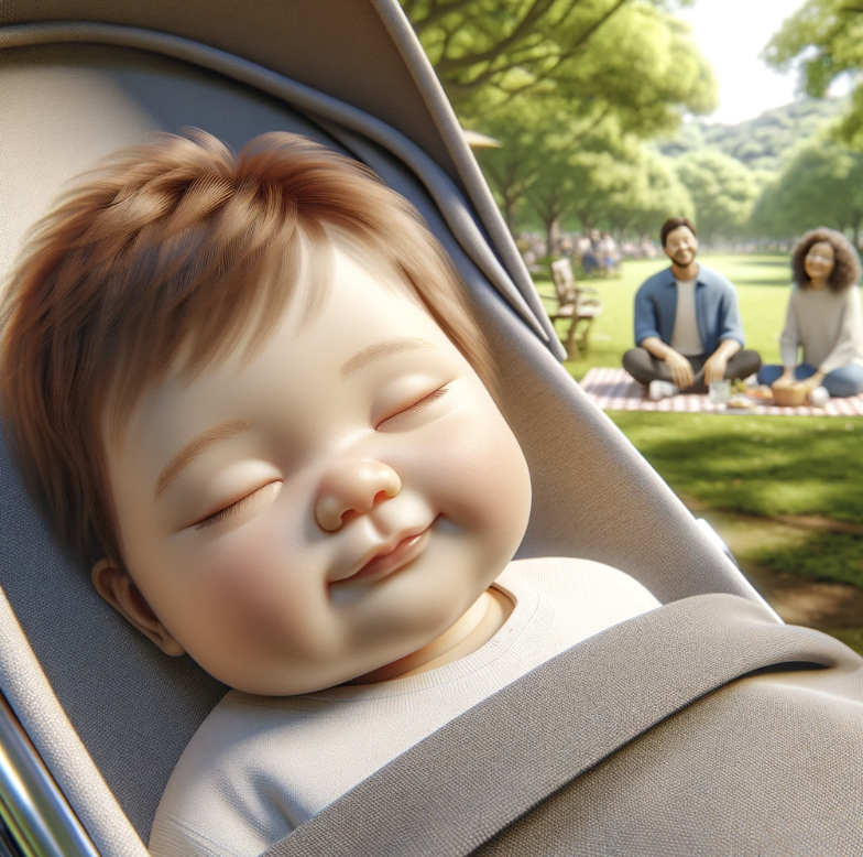 봄나들이 아기 낮잠 이미지