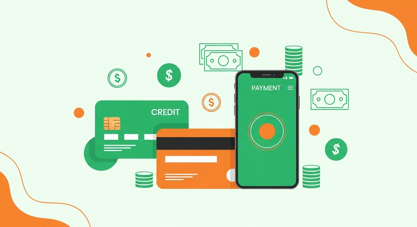 신용카드, 직불카드, 모바일 결제 등 다양한 결제 수단으로 소득공제 준비하는 모습.