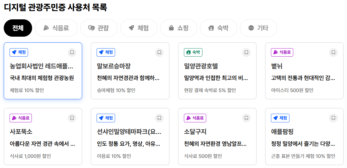경상남도 밀양시 디지털 관광주민증 할인 혜택 사용 및 발급 방법