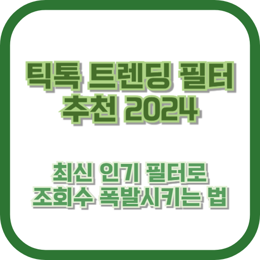 틱톡 트렌딩 필터 추천 2024 - 최신 인기 필터로 조회수 폭발시키는 법