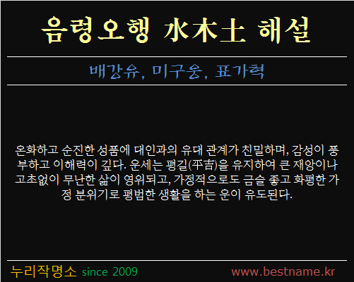 음령오행-수목토-해설