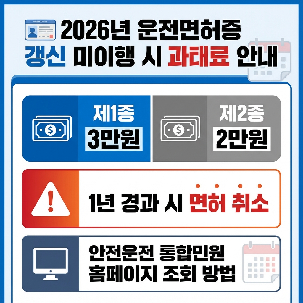 2026년 운전면허증 갱신 미이행 시 과태료 안내 썸네일.