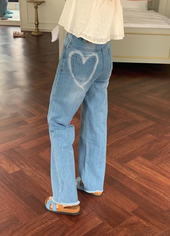 러브 데님 하트 청바지