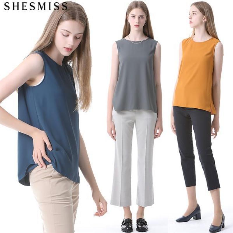 쉬즈미스 SHESMISS 비올라 단아한 솔리드 슬리브리스 블라우스