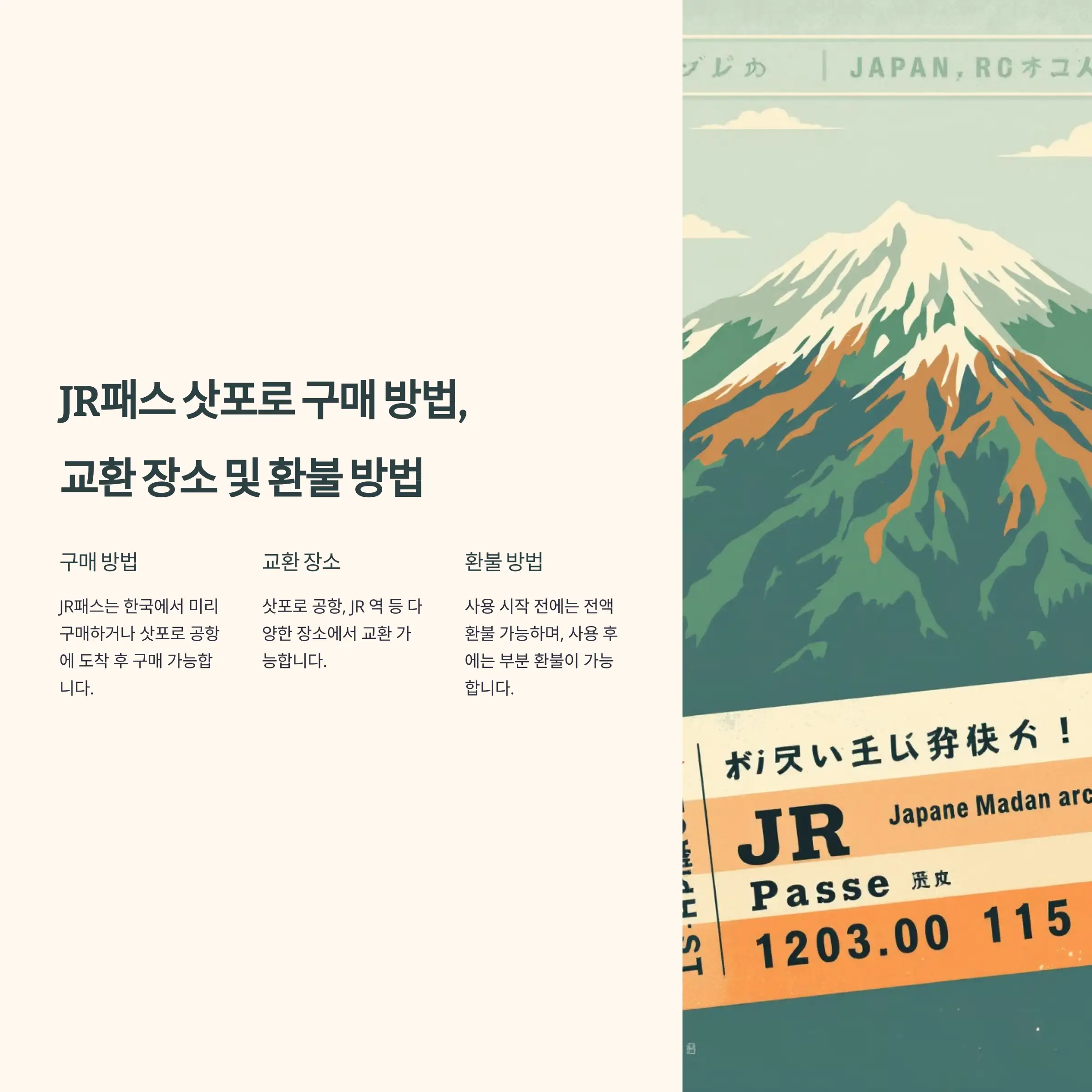 JR패스 삿포로 사용 팁