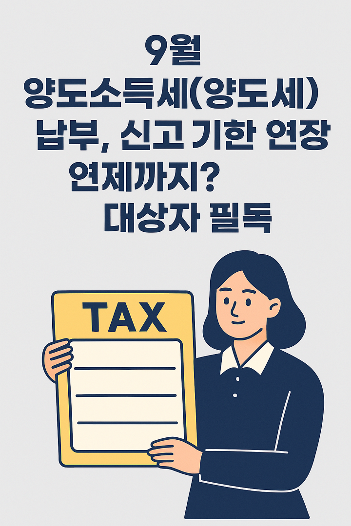 9월 양도소득세(양도세) 납부, 신고 기한 연장 언제까지? 대상자 필독