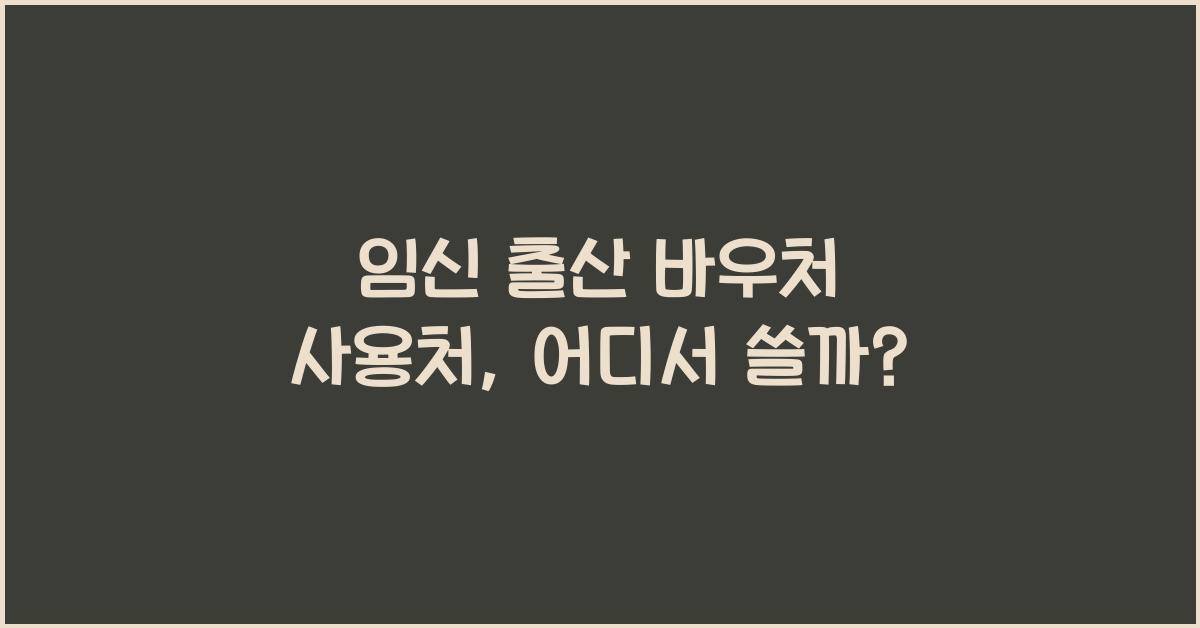 임신 출산 바우처 사용처