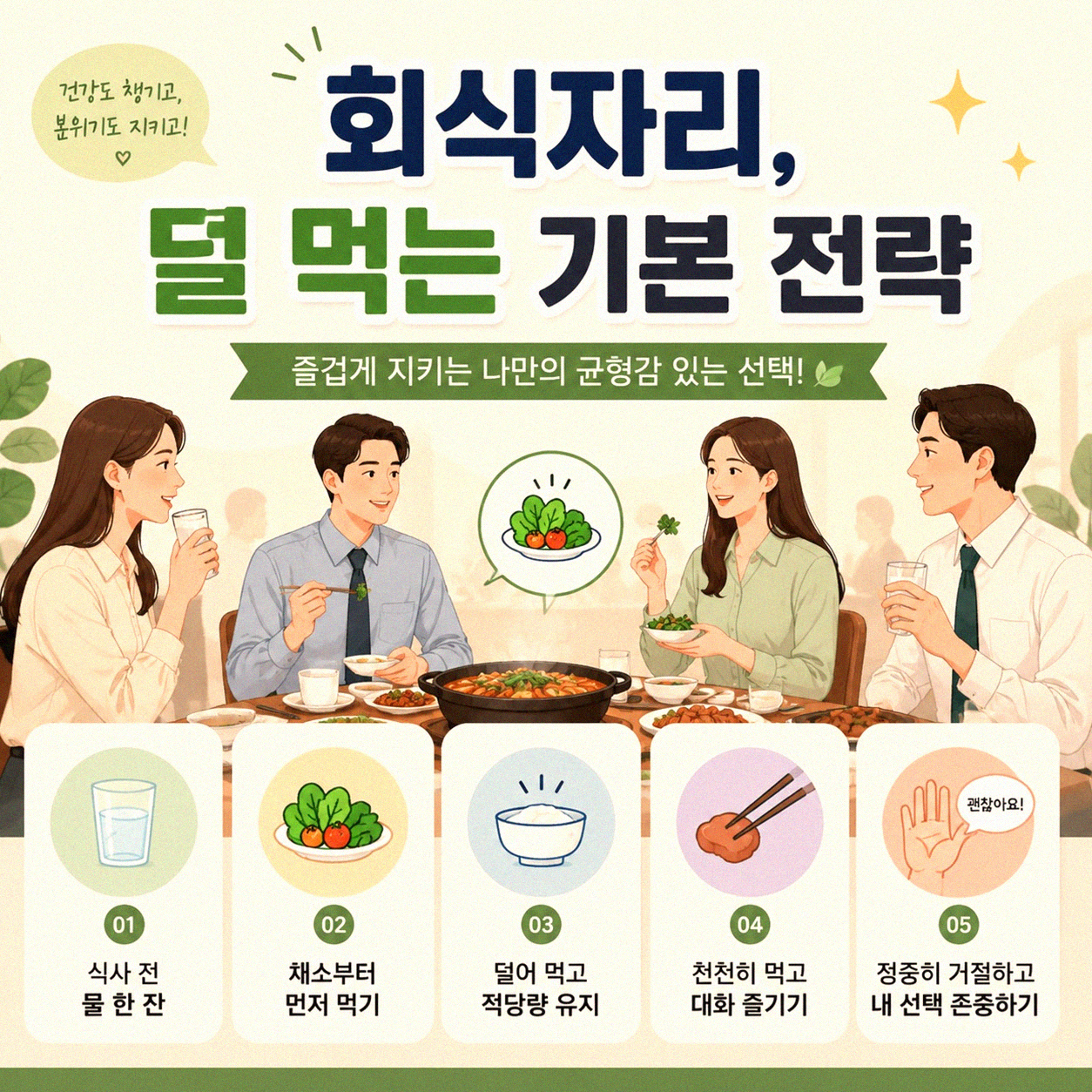 직장 회식 자리에서 덜 먹는 현실적인 방법
