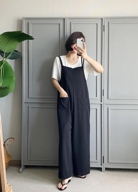 봄 여름 멜빵 뷔스티에 오버올 루즈핏 와이드 점프수트 팬츠