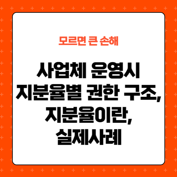 지분율별 권한 구조, 지분율이란, 실제사례