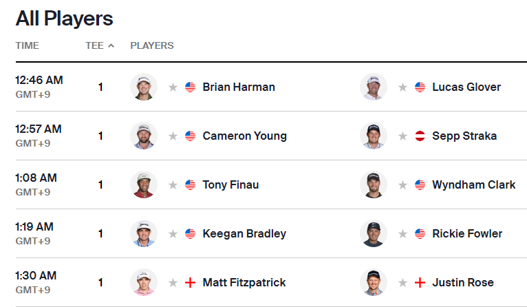 히어로 월드 챌린지 조편성과 티타임