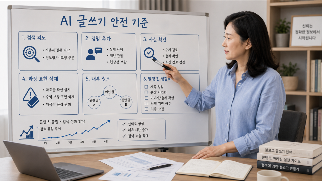 애드센스 블로그를 위한 안전한 AI 글쓰기 기준과 체크리스트 이미지