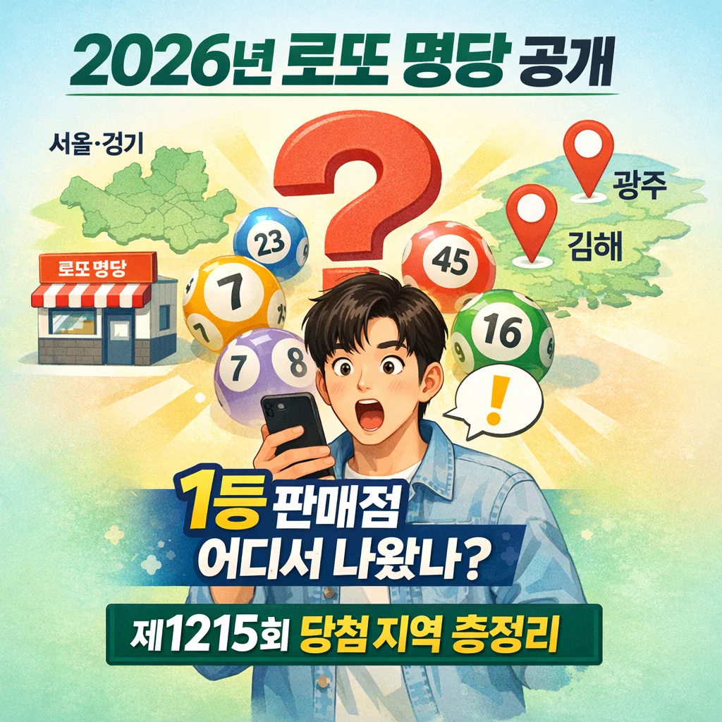 제1214회 로또 당첨 번호, 당첨 지역 판매점 리스트, 전국 로또 명당 리스트