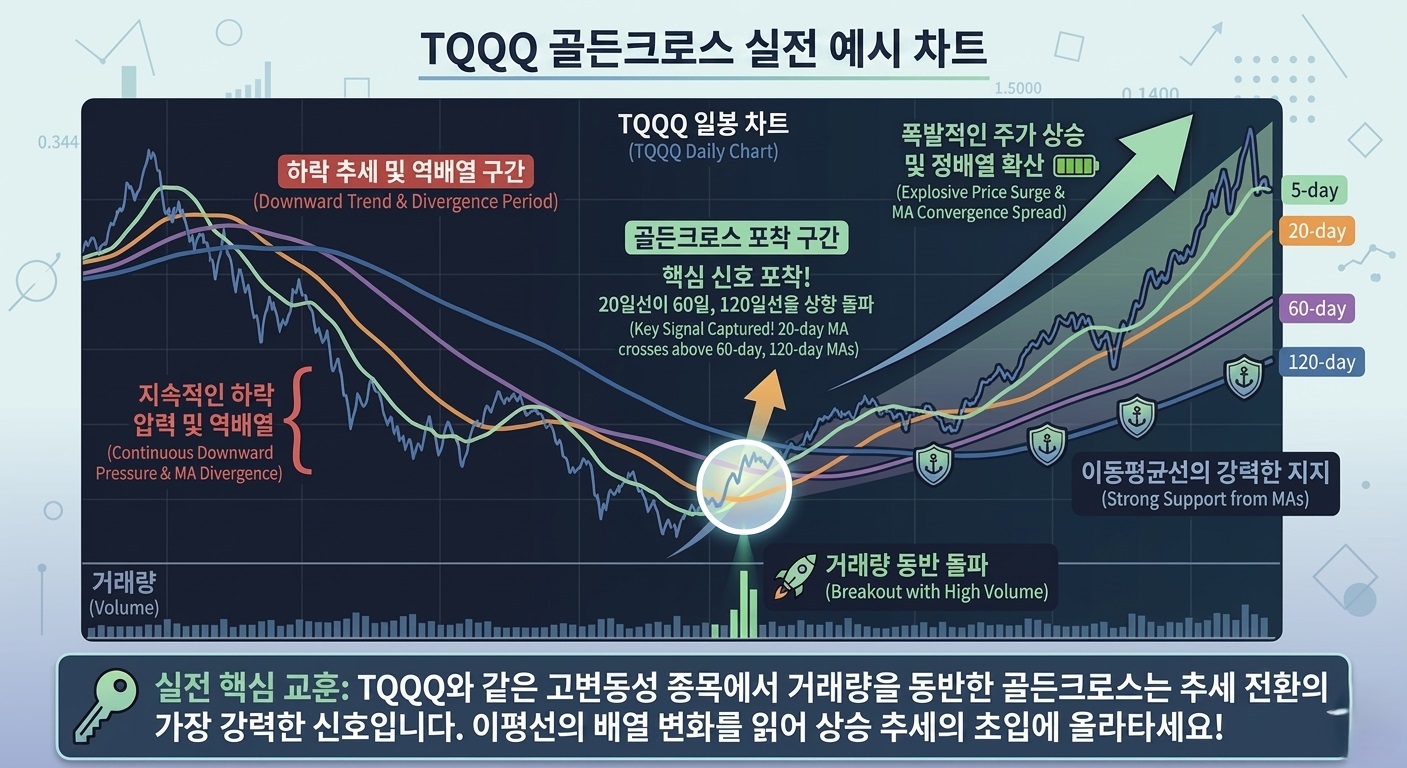 TQQQ 이동평균선 골든크로스 & 주가 폭등 실제 사례 분석