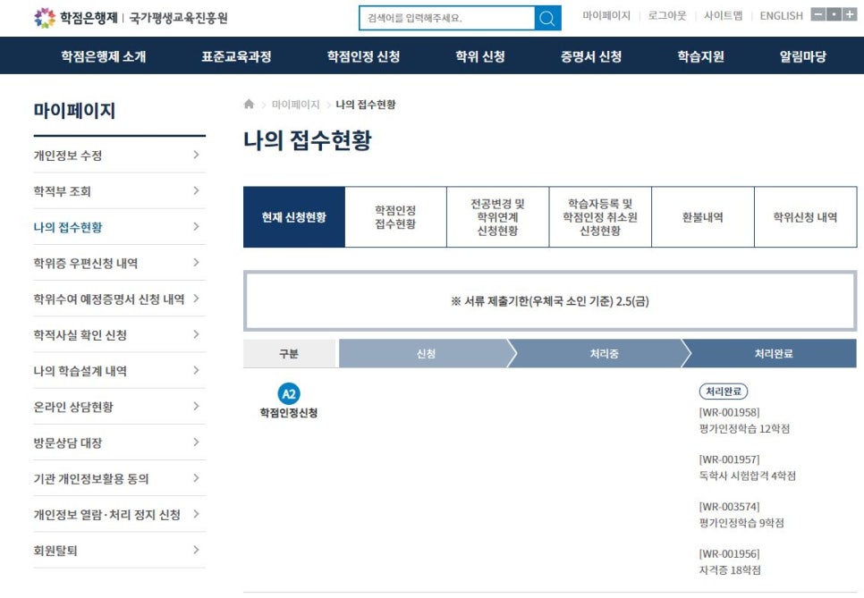 산업기사 응시자격 접수현황