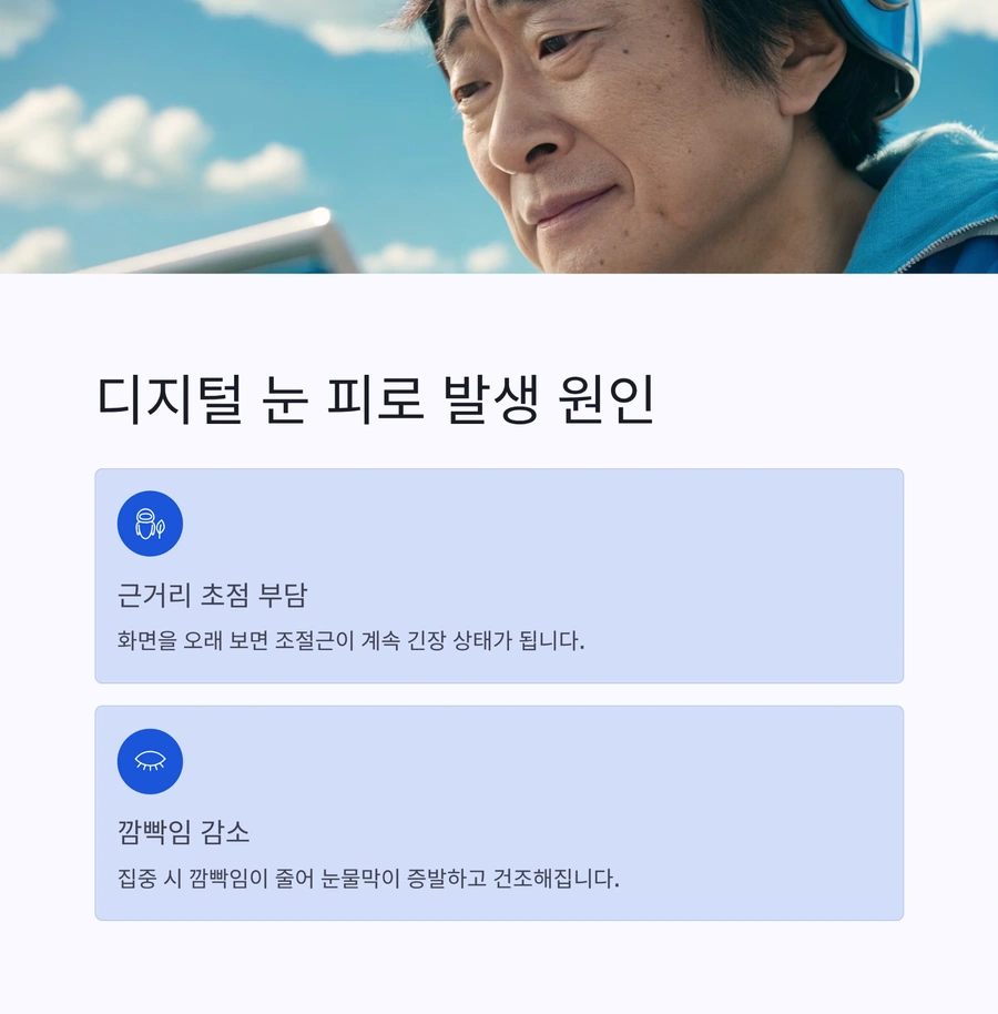 디지털 눈 피로 발생 원인을 설명하는 이미지