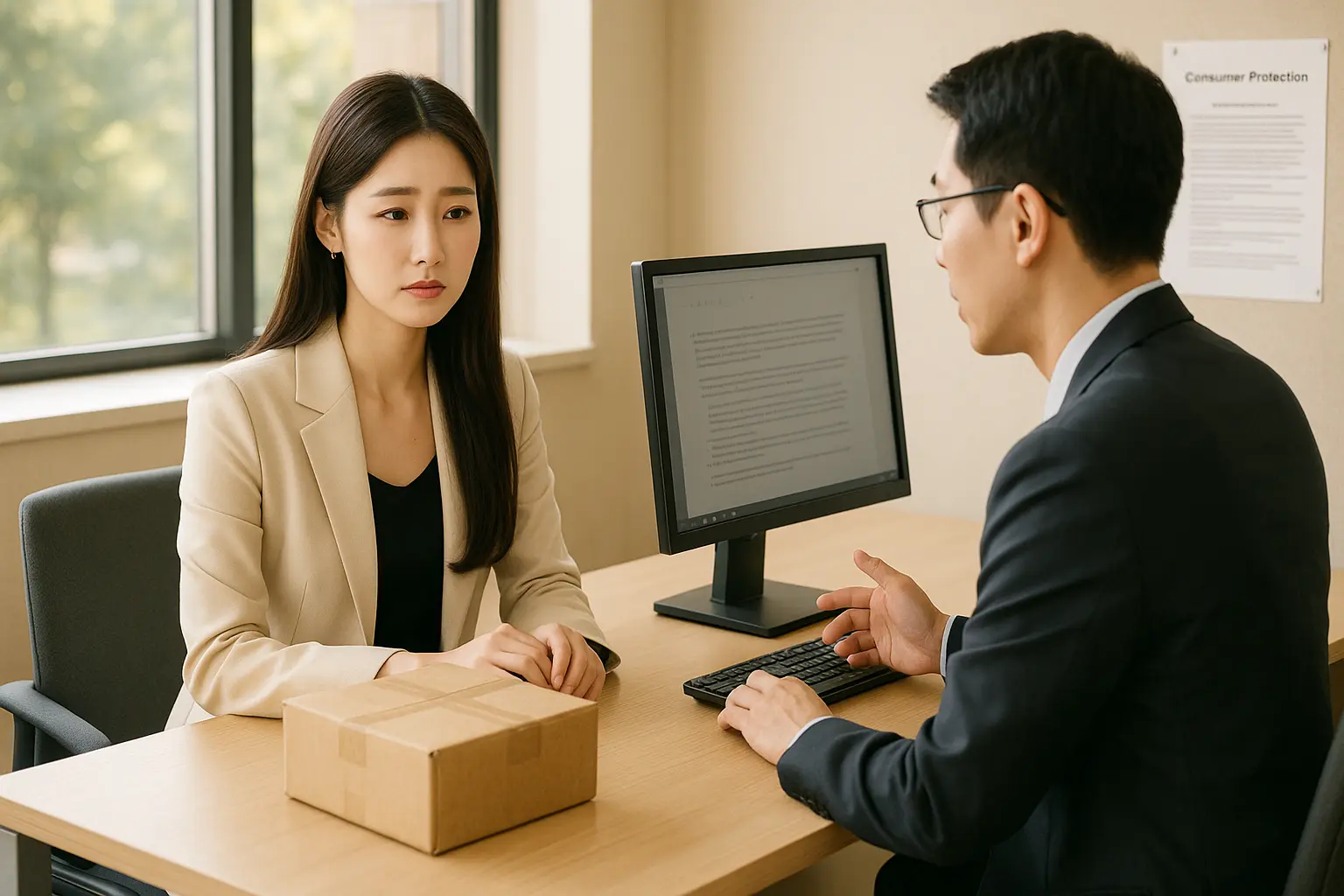택배 파손 및 분실 관련 상담하는 이미지