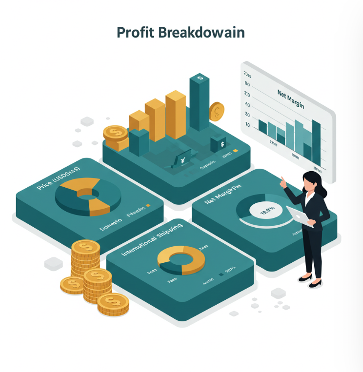 손익 시뮬: 환율·운송·수수료·마진