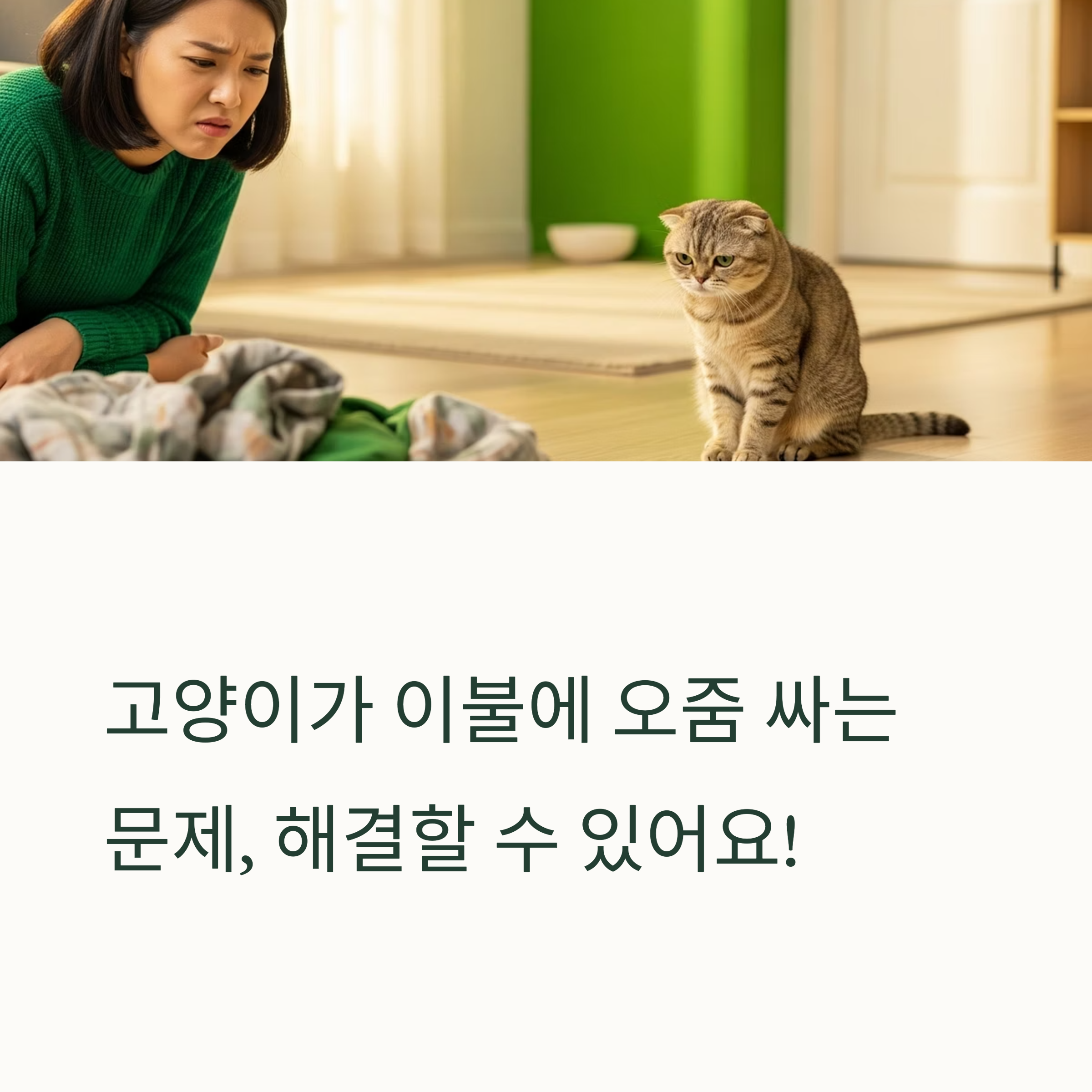 고양이가 이불에 오줌 싸는 문제, 해결할 수 있어요!