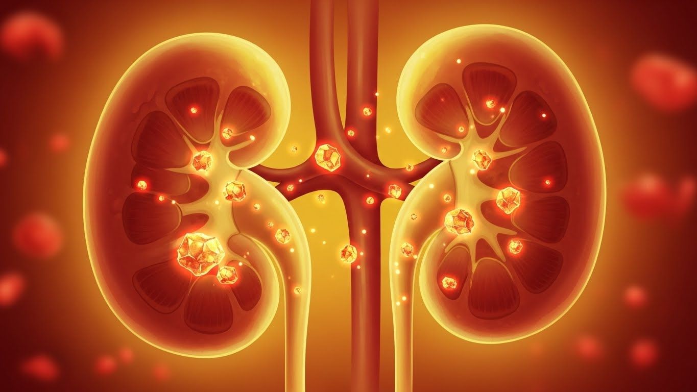 과도한 비타민 D, 특히 고칼슘혈증과 신장 결석의 부작용을 개념적으로 설명합니다.