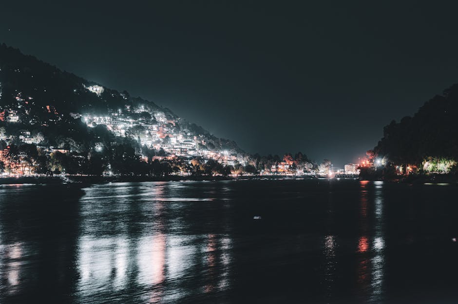 호수 야경 산책로