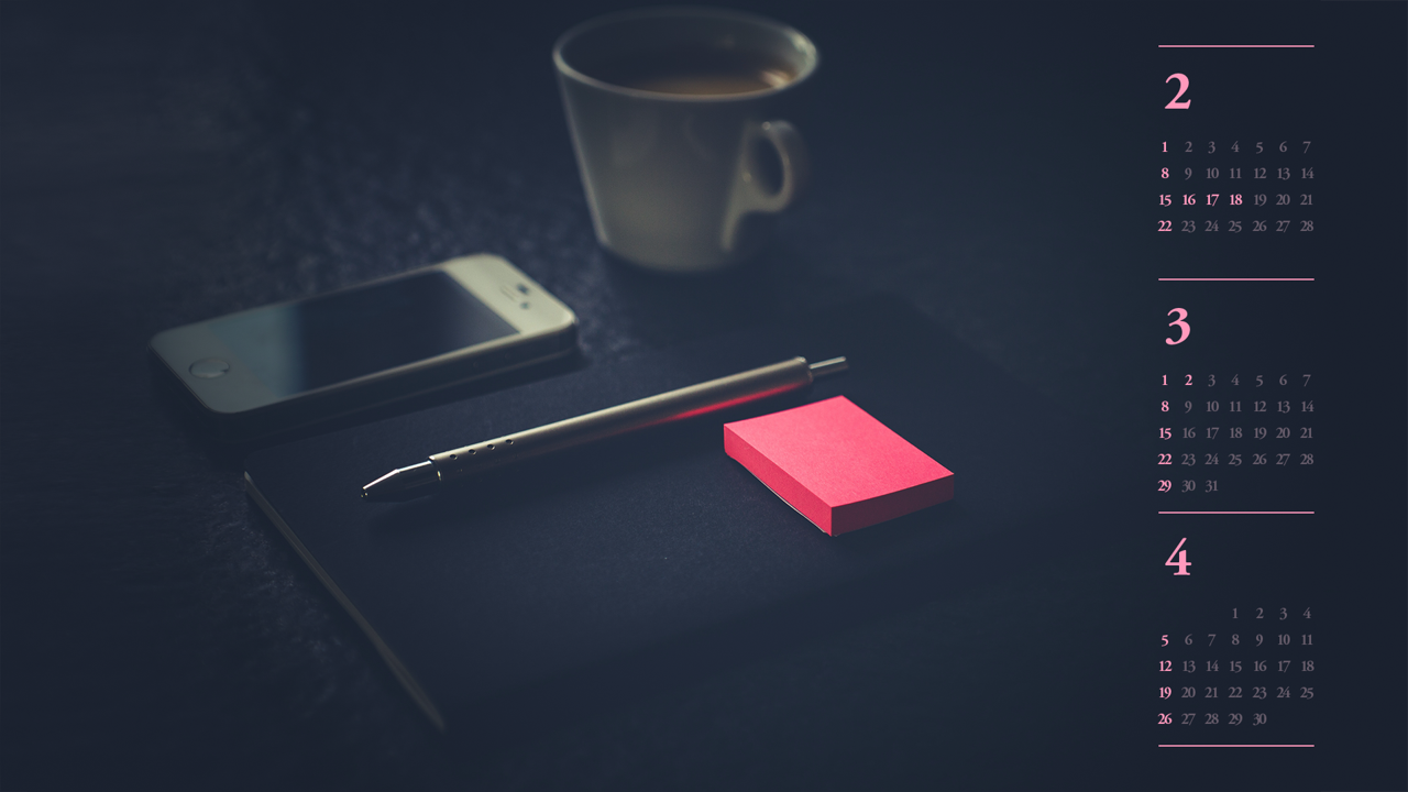 11 핑크 포스트잇 B - 2026년3월 달력배경화면