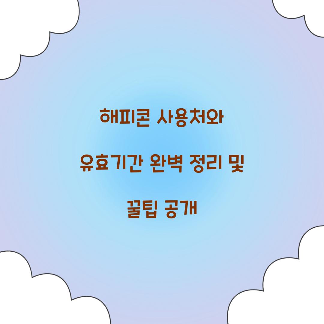 해피콘 사용처와 유효기간