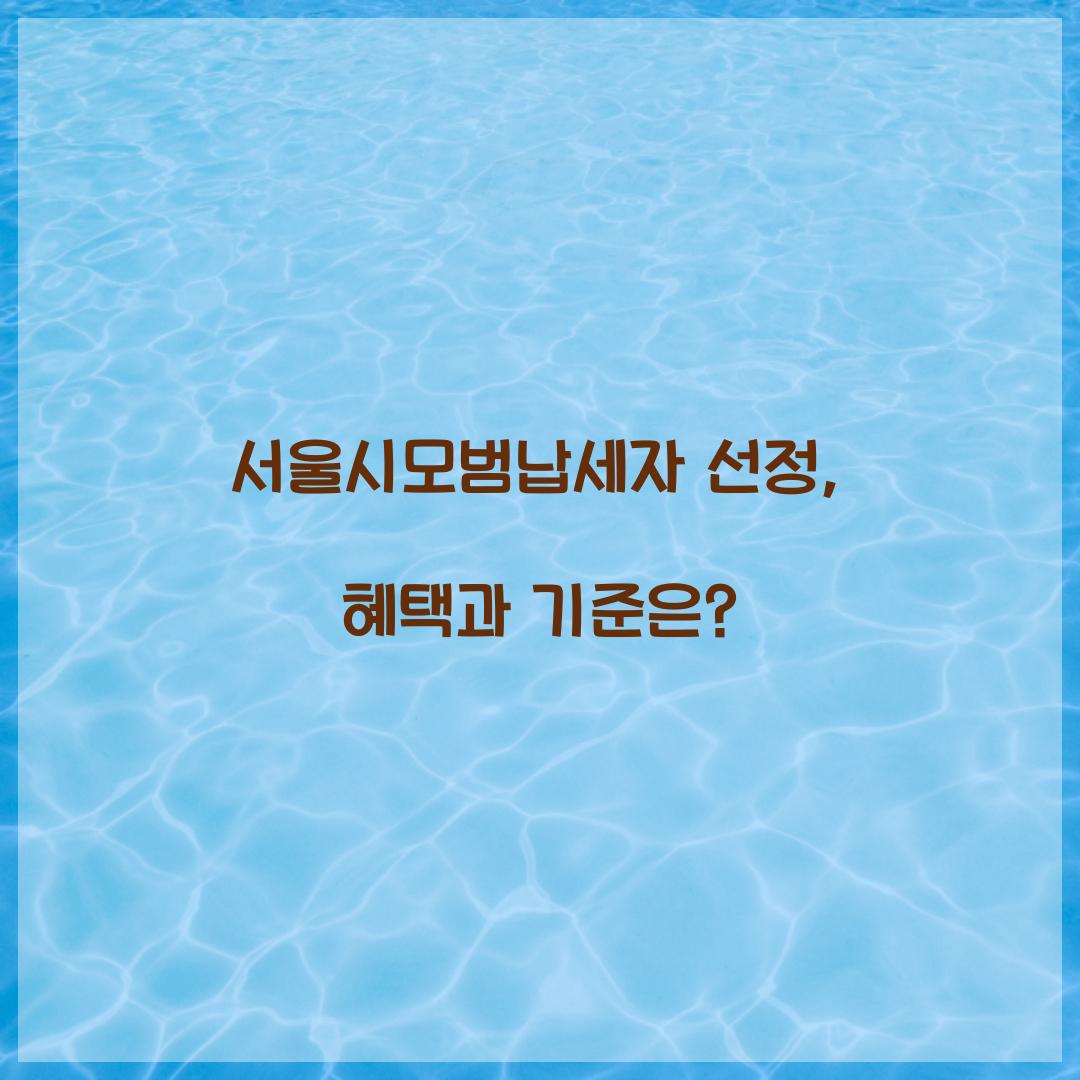 서울시모범납세자
