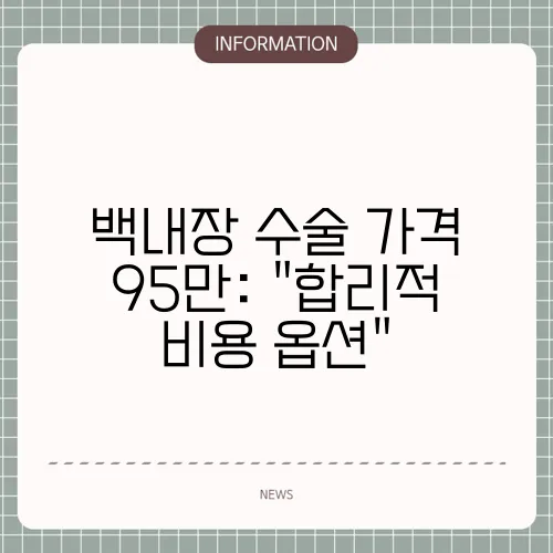 백내장 수술 가격 95만: 