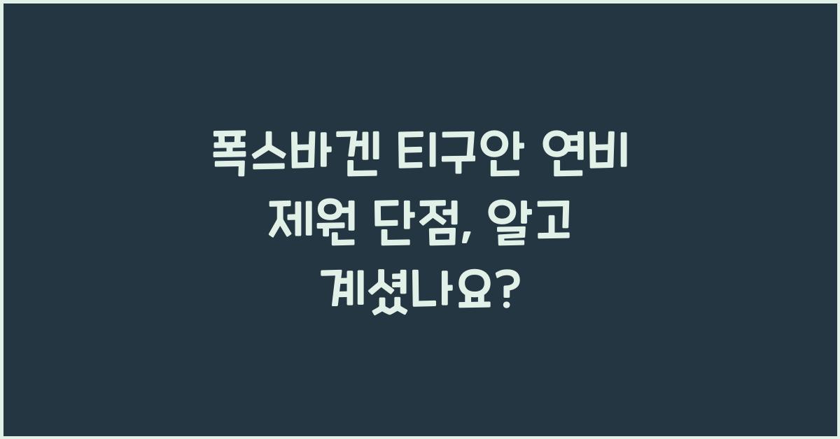 폭스바겐 티구안 연비 제원 단점