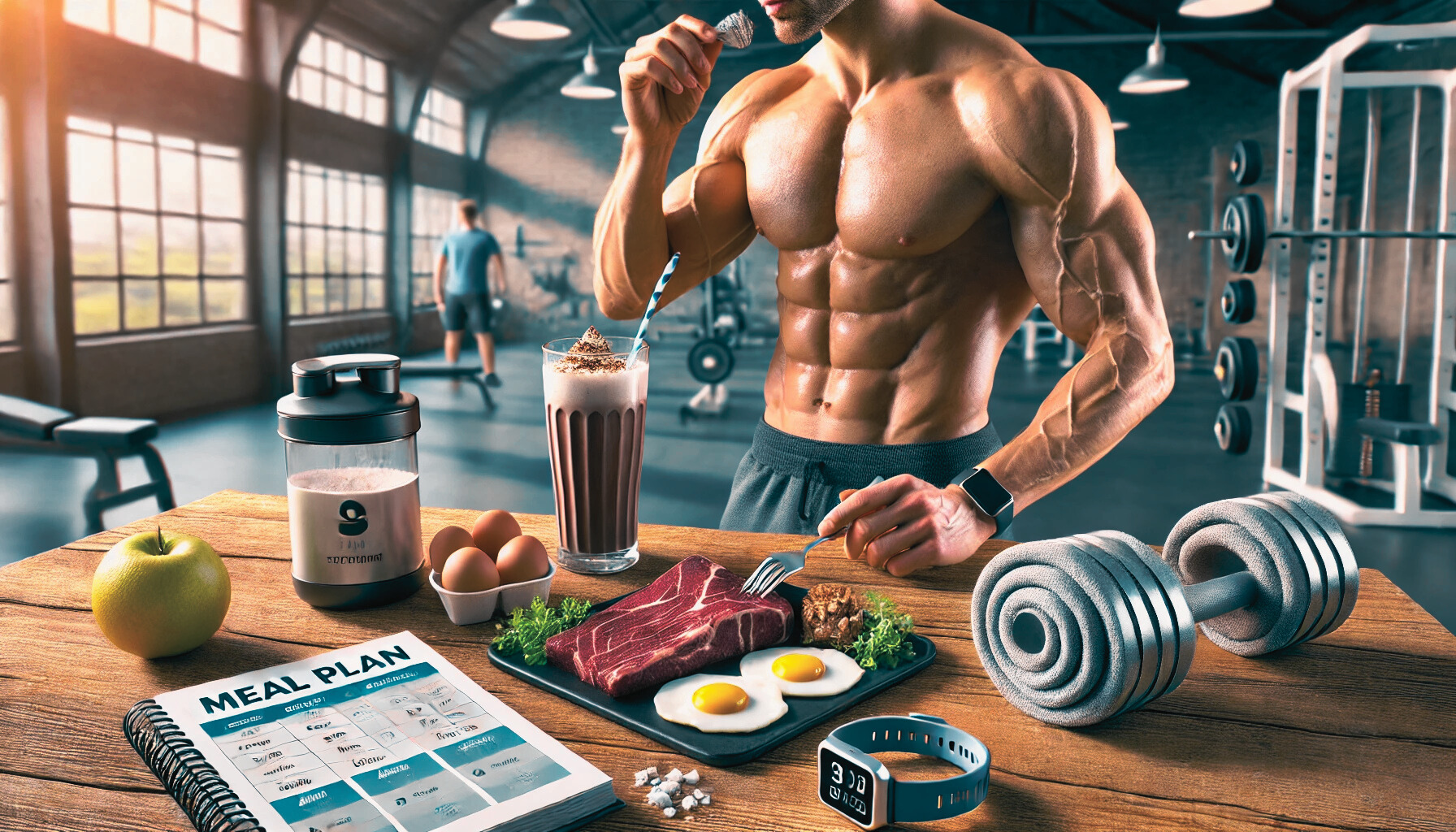 운동하는 사람이 식단 관리하는 모습