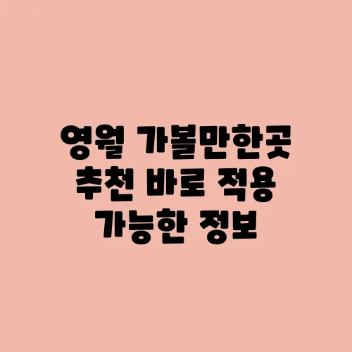 영월 가볼만한곳 추천 바로 적용 가능한 정보