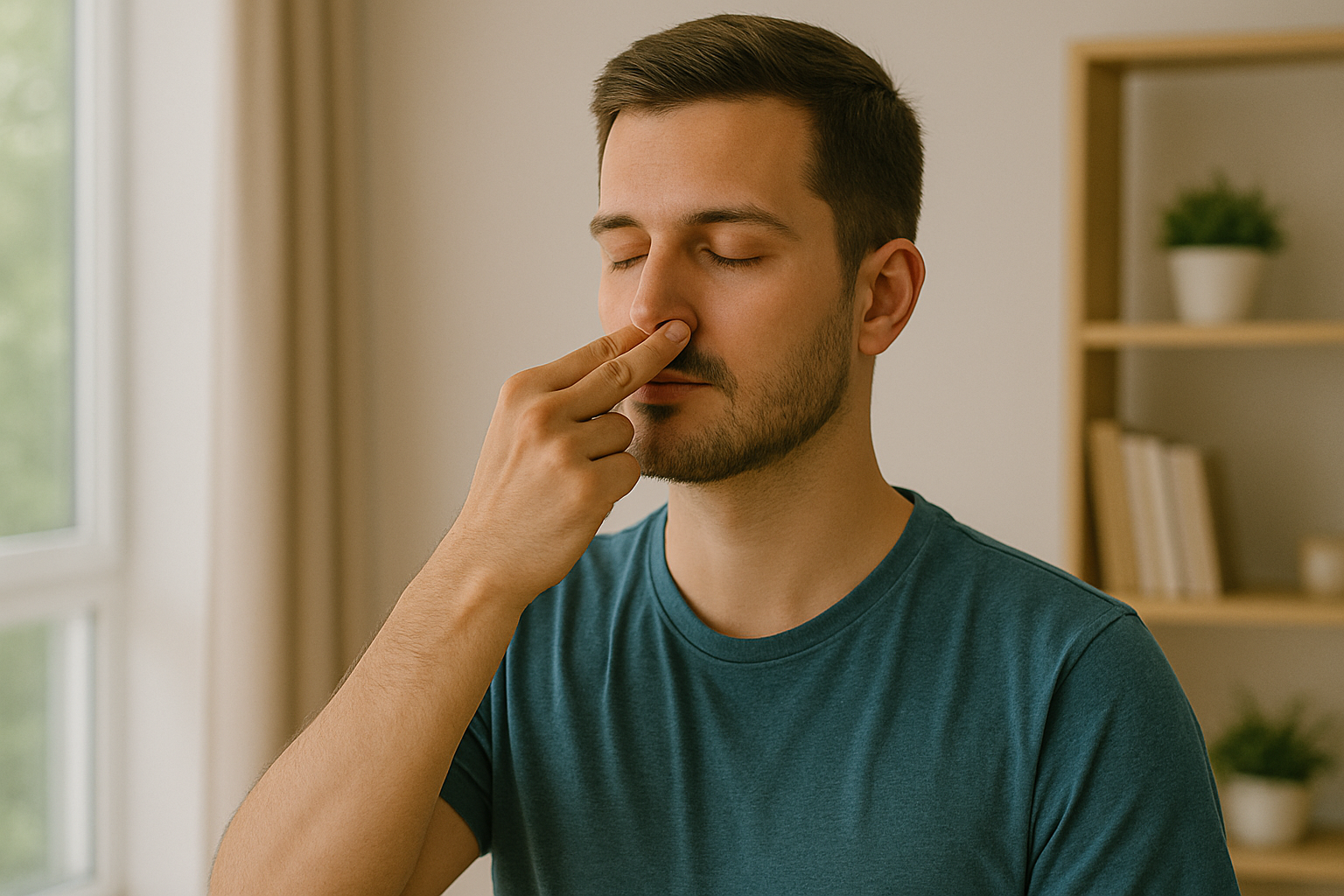 호흡 운동 중인 남성