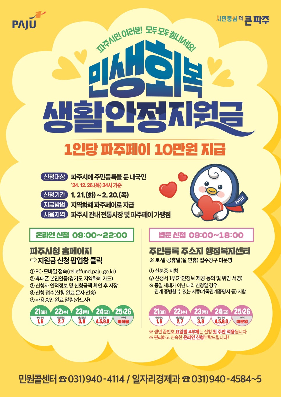 파주 민생회복지원금 신청 시작!