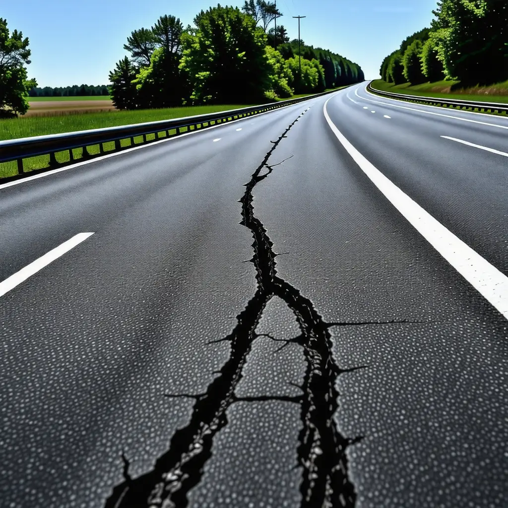 고속도로에 크렉과 포트홀 생긴 이미지