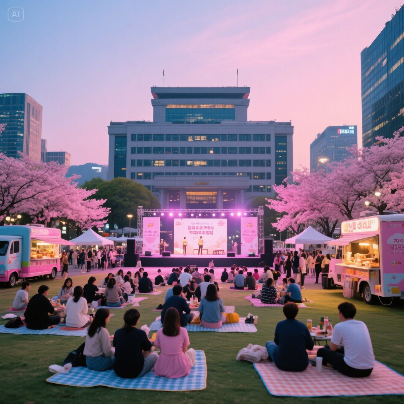 축제에 참가해서 즐기는 사람들