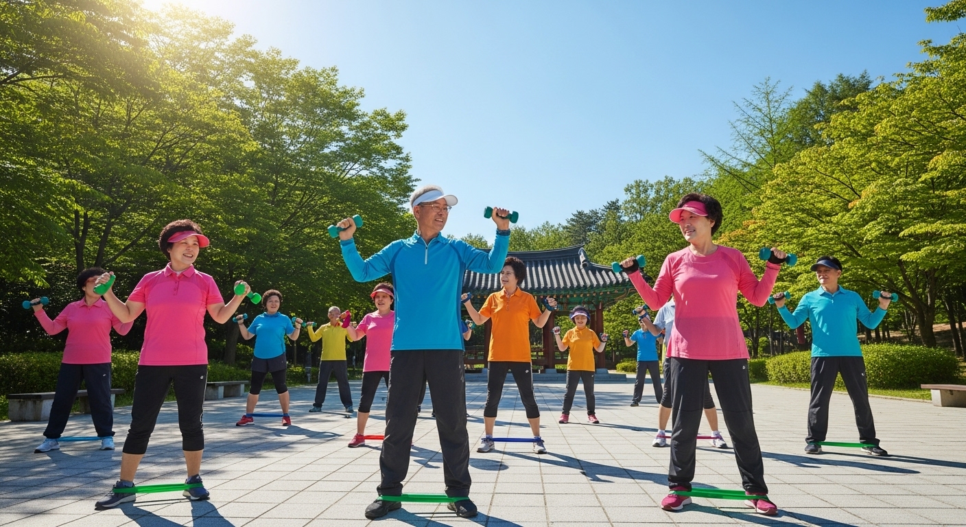 시니어들이운동하는이미지