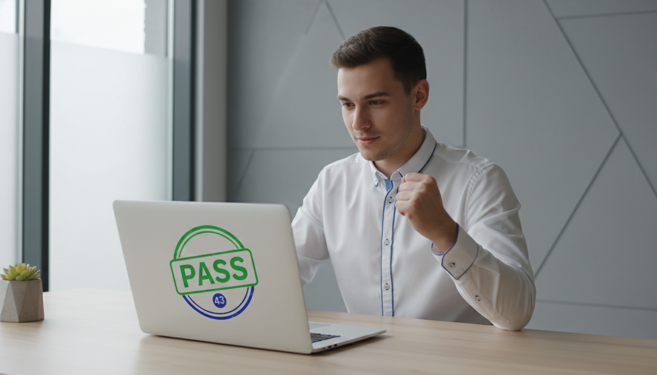 지텔프 43점 목표 점수를 달성하고 환호하는 직장인 수험생