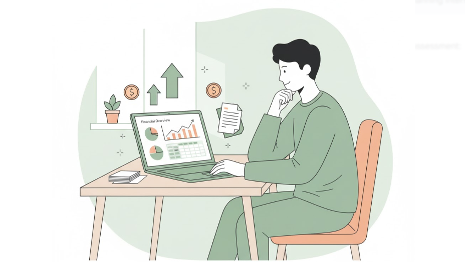 금융소득종합과세 계산을 위한 재무 계획과 서류를 살펴보는 사람