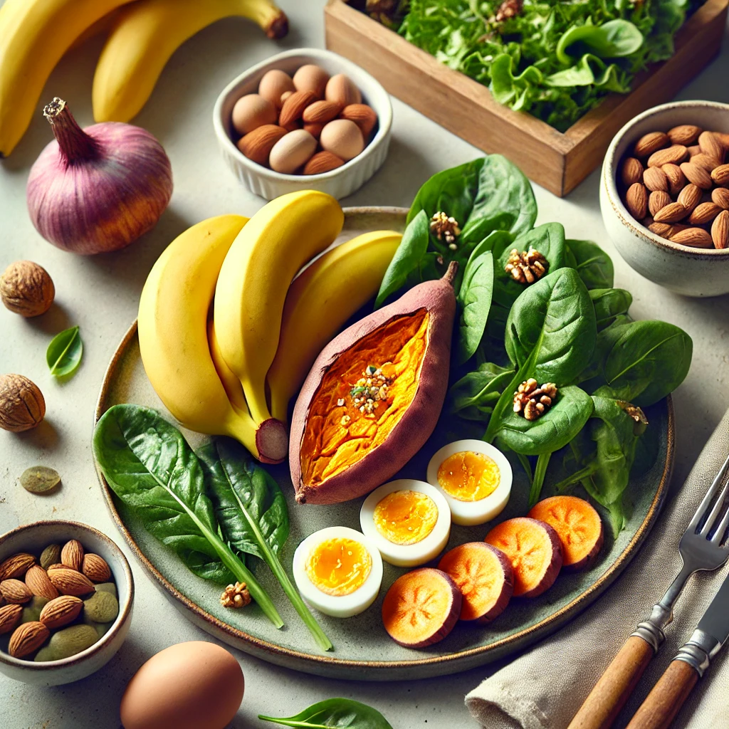 바나나, 고구마, 계란을 활용한 다이어트 식단 이미지