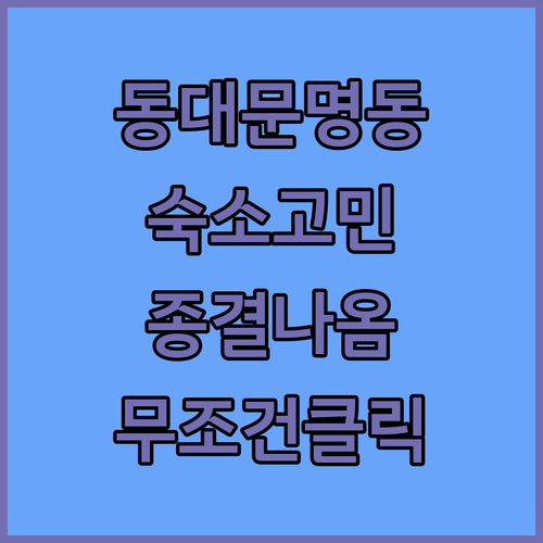 동대문 명동 여행 숙소 고민 해결 5..